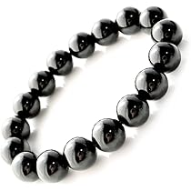 Amazon | [GOLD STONE] モリオン 黒水晶 ブレスレット 12mm チベット産